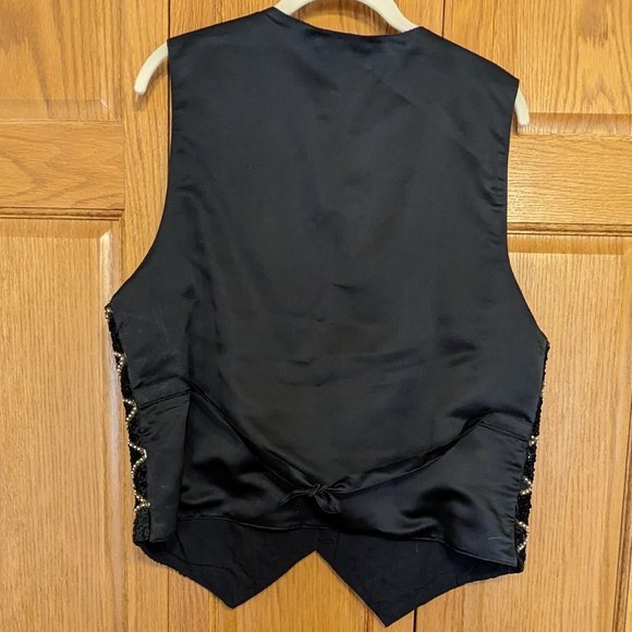 Summit Hill Black Sequin and Pearl Vest  Size L - Picture 3 of 4